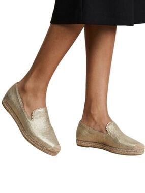STUART WEITZMAN Metallic Leather Espadrilles